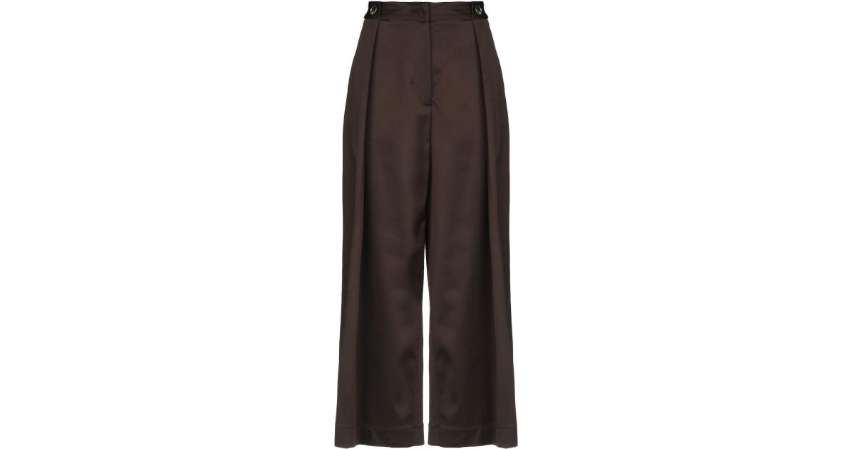 Just Cavalli Satin Casual Pants in Dark Brown (Brown) - Lyst