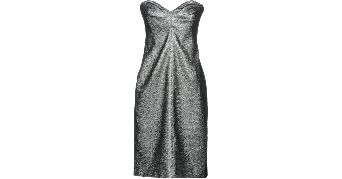 MAX&Co. Cotton Short Dress in Silver (Metallic) - Lyst