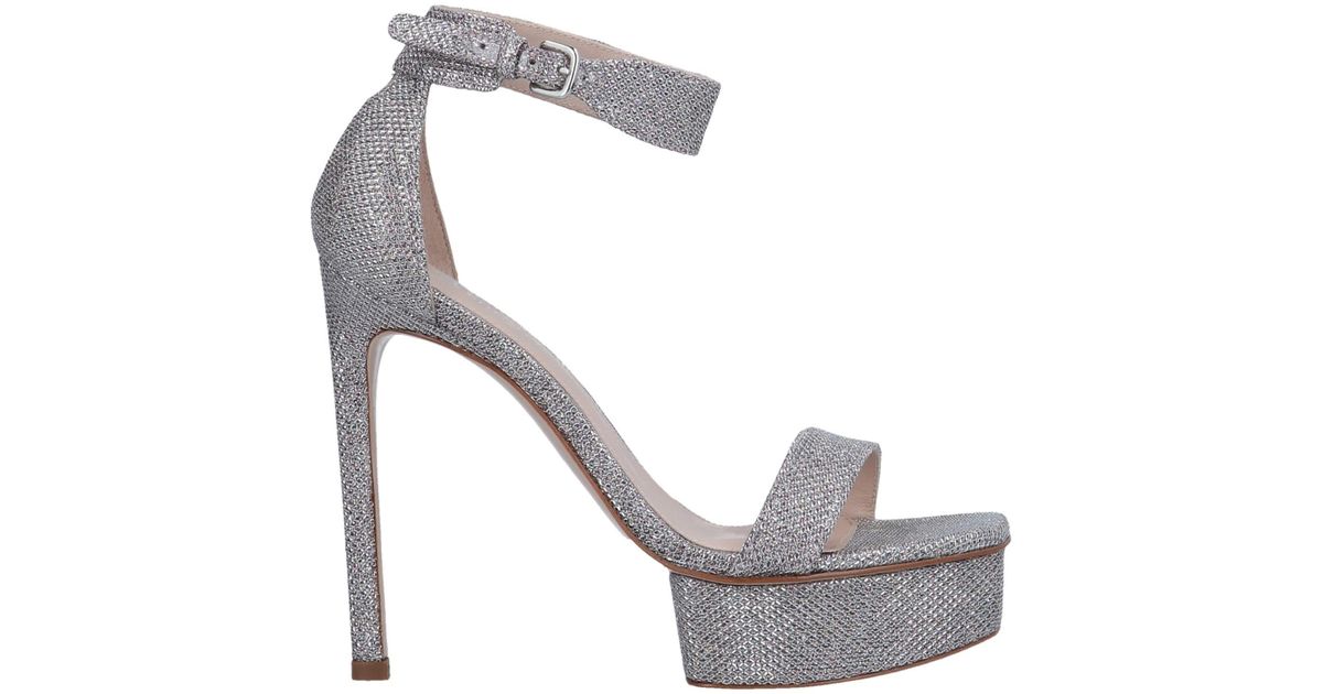 stuart weitzman silver flat sandals