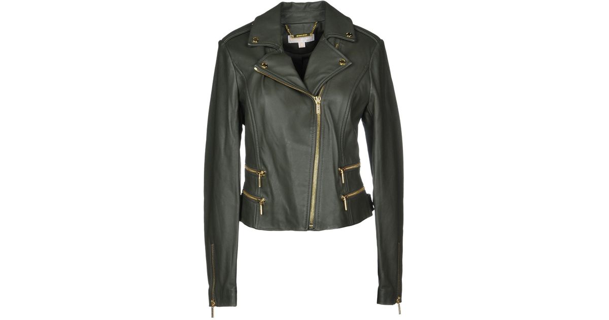 michael kors green leather jacket