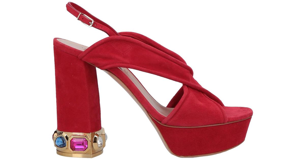 Casadei Leather Sandals in Red - Lyst