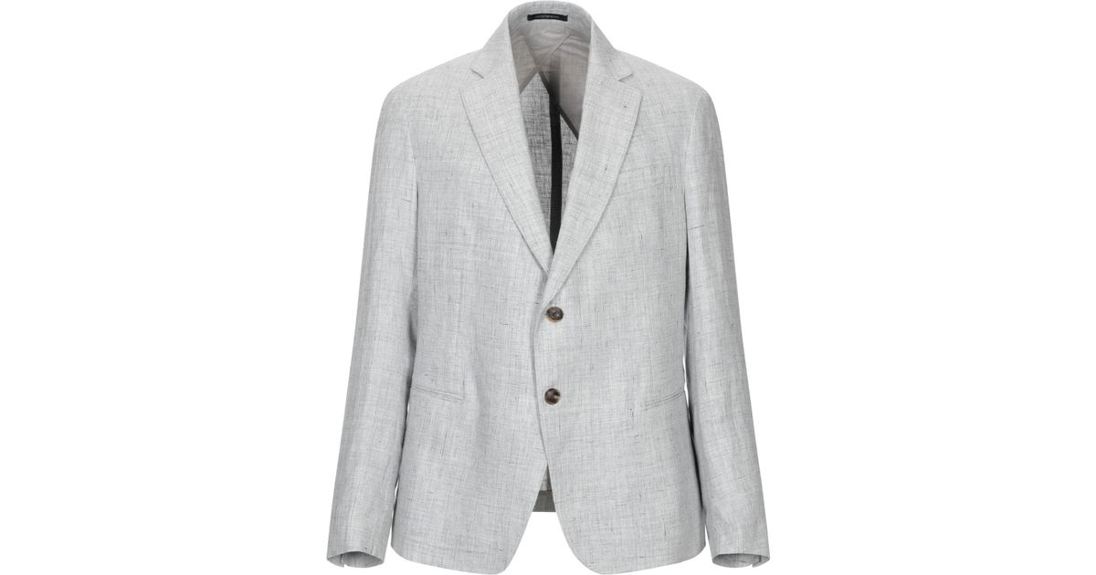 Emporio Armani Linen Blazer in Light Grey (Gray) for Men - Lyst