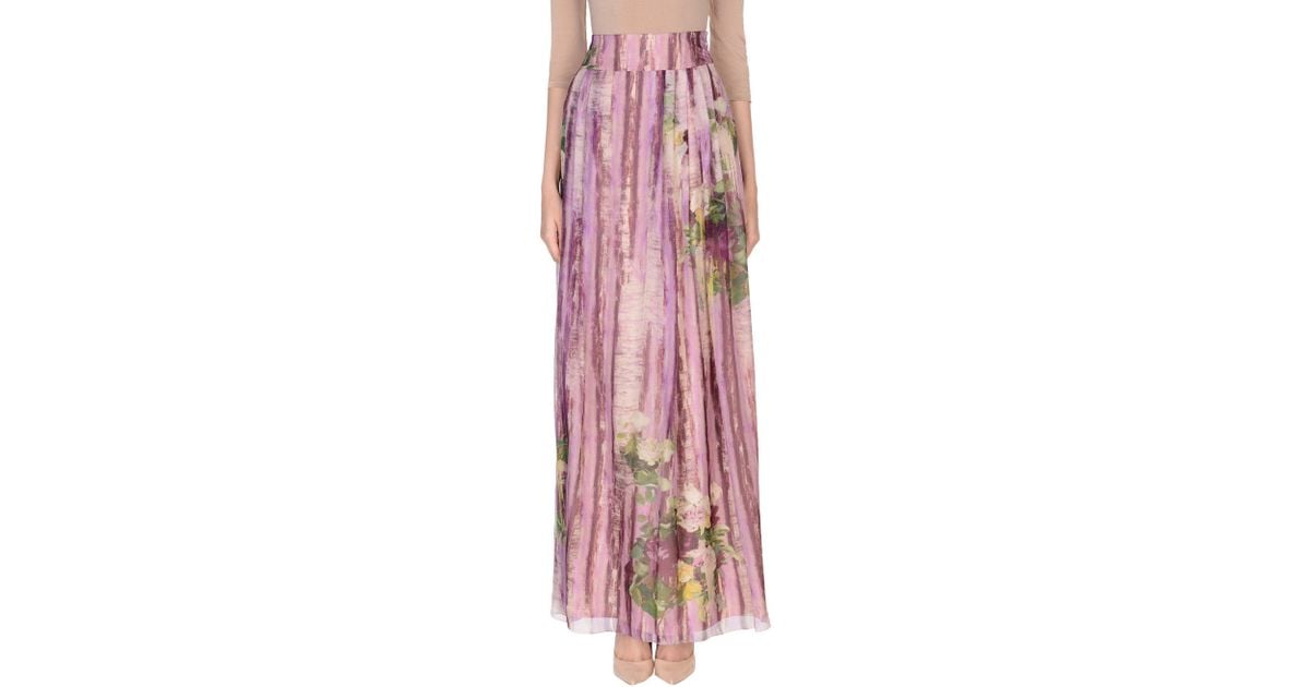 Alberta Ferretti Silk Long Skirt in Garnet (Pink) - Lyst