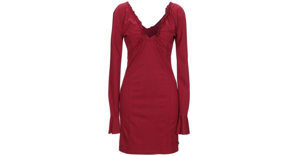 Met Synthetic Short Dress in Maroon (Red) - Lyst