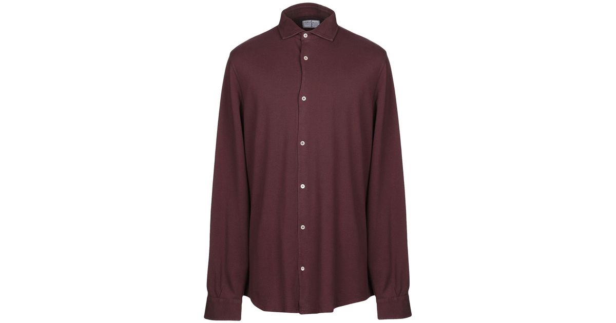 Fedeli Cotton Shirt in Maroon (Purple) for Men - Lyst
