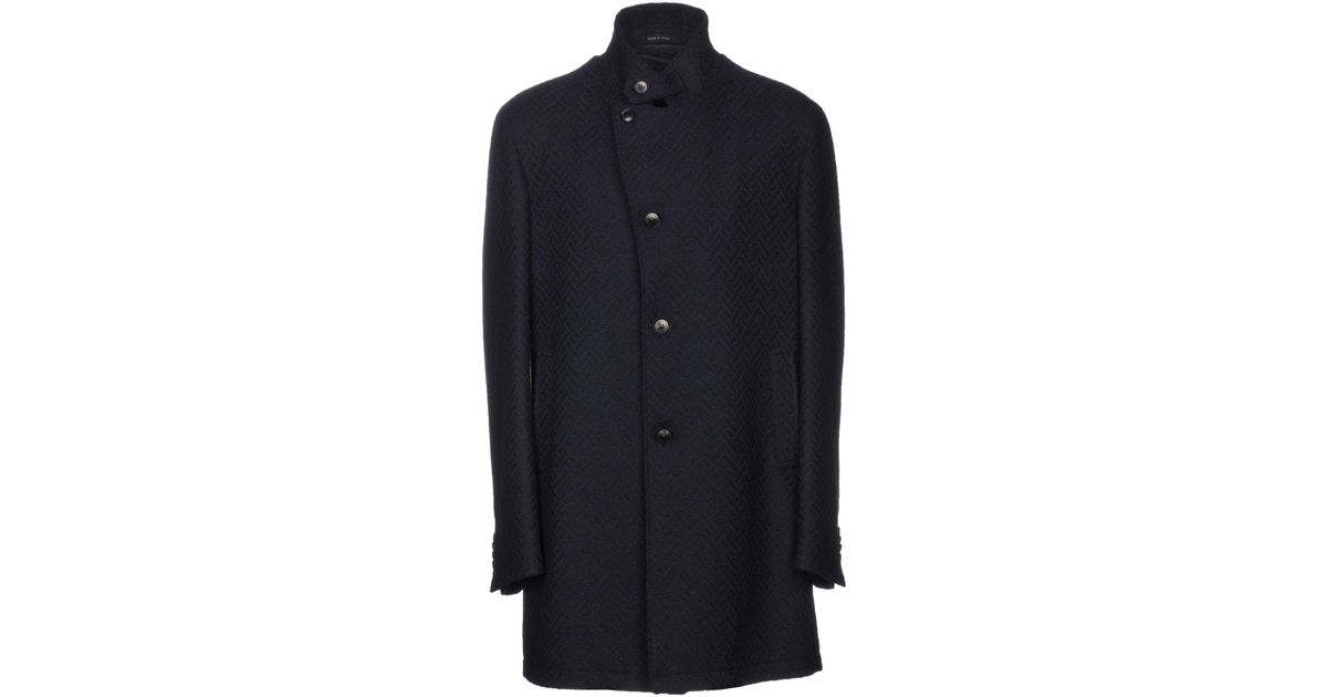 Tagliatore Tweed Coat in Dark Blue (Blue) for Men - Save 16% - Lyst
