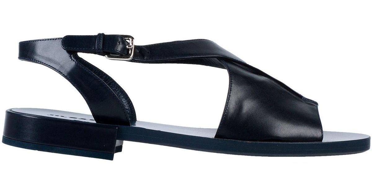 Jil Sander Leather Sandals in Dark Blue (Blue) - Lyst