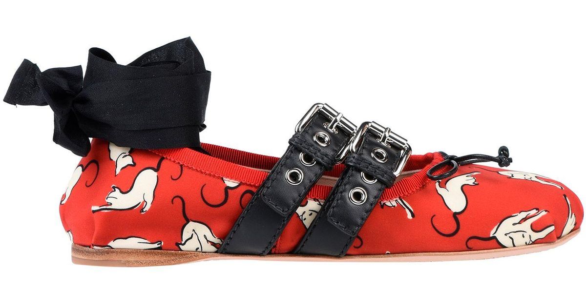 miu miu red ballet flats