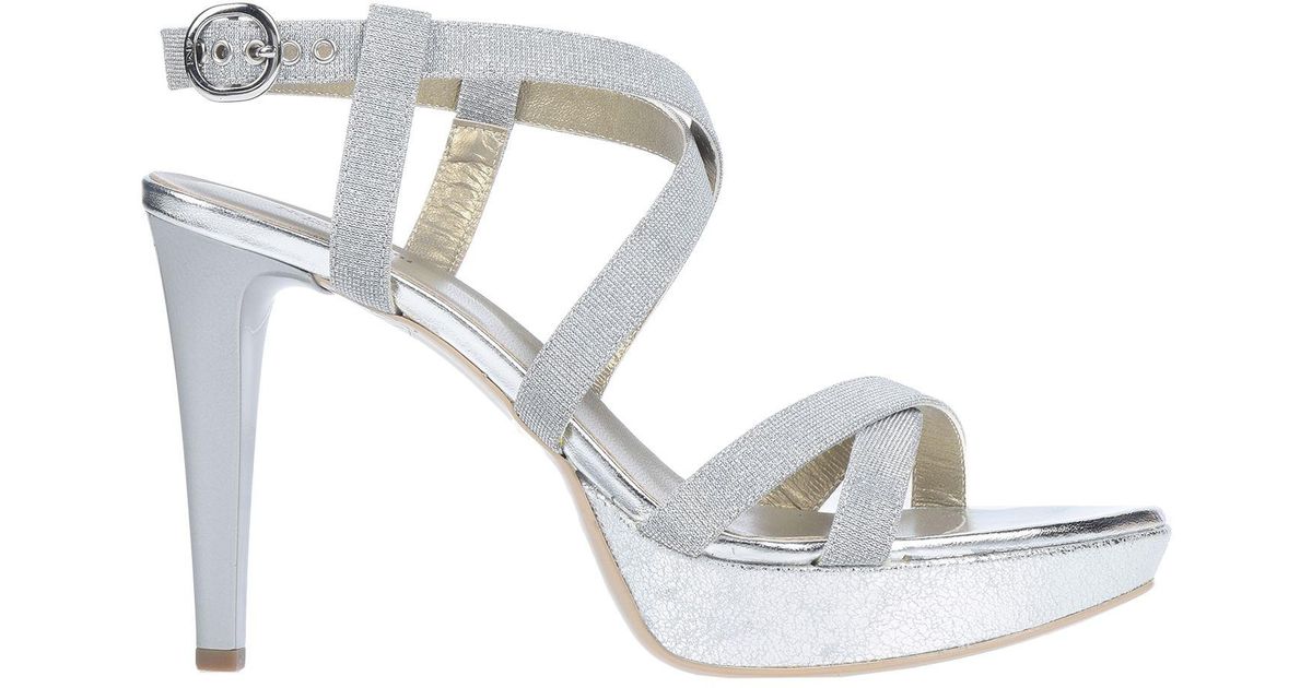 Nero Giardini Leather Sandals in Silver (Metallic) - Lyst
