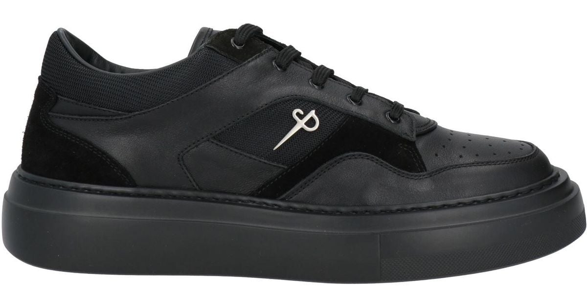 Cesare Paciotti Sneakers Leather, Textile Fibers in Black