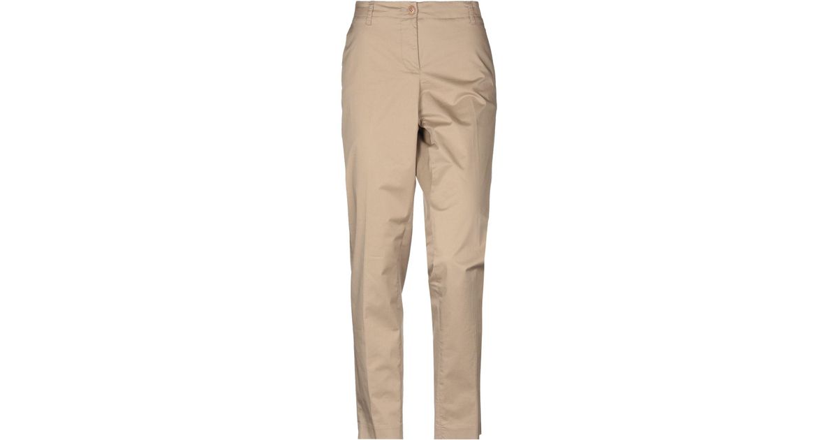 Emporio Armani Cotton Casual Pants in Beige (Natural) - Lyst