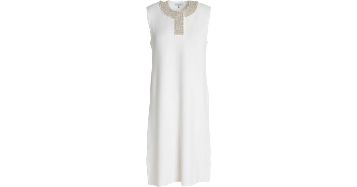 Ganni Short Dress in White - Lyst