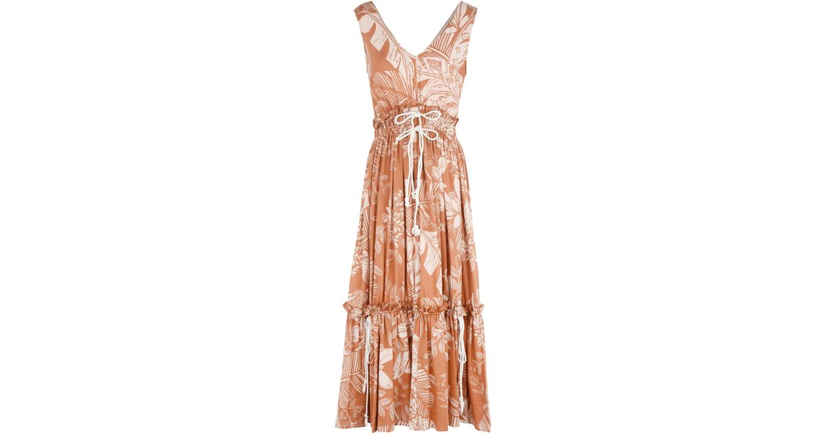 See By Chloé Cotton 3/4 Length Dress in Brown - Lyst