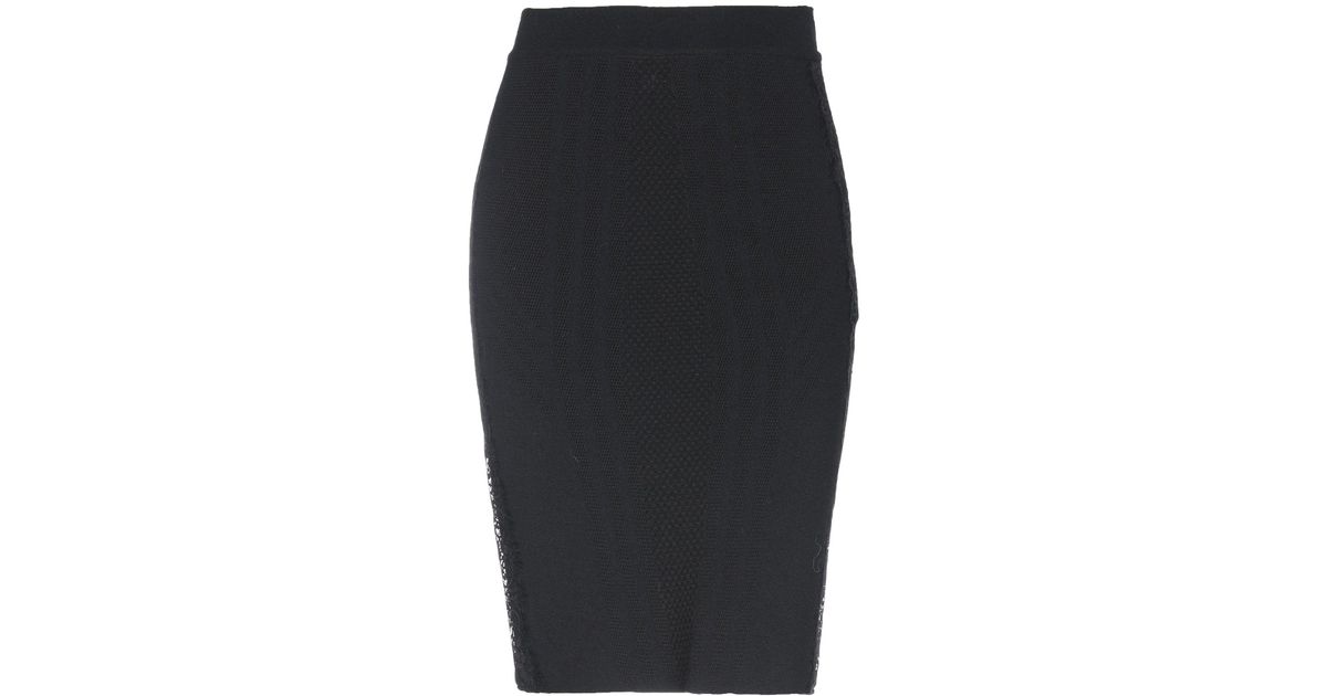 Just Cavalli Lace Knee Length Skirt in Black - Lyst