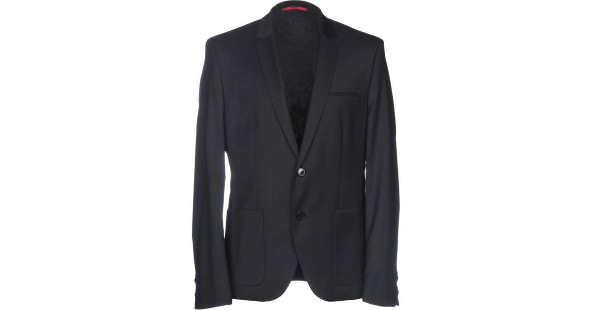 HUGO Flannel Blazer in Black for Men - Lyst