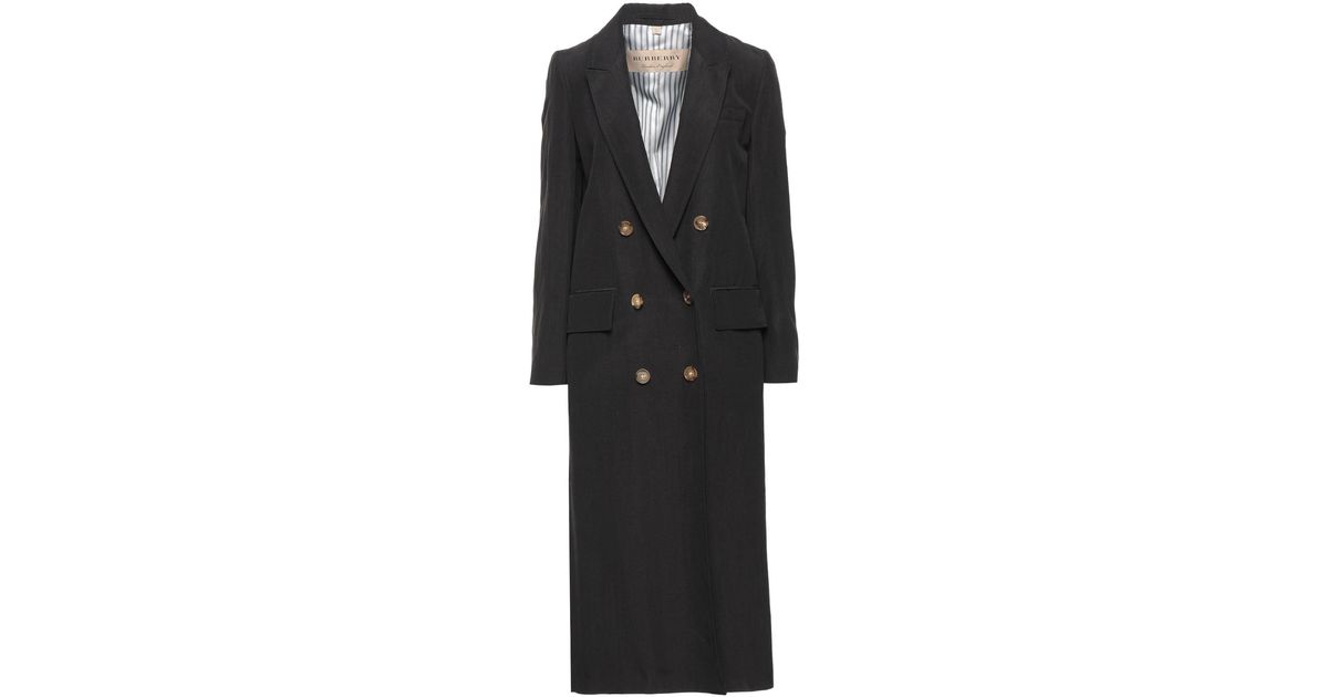 Burberry Linen Overcoat in Black Lyst UK