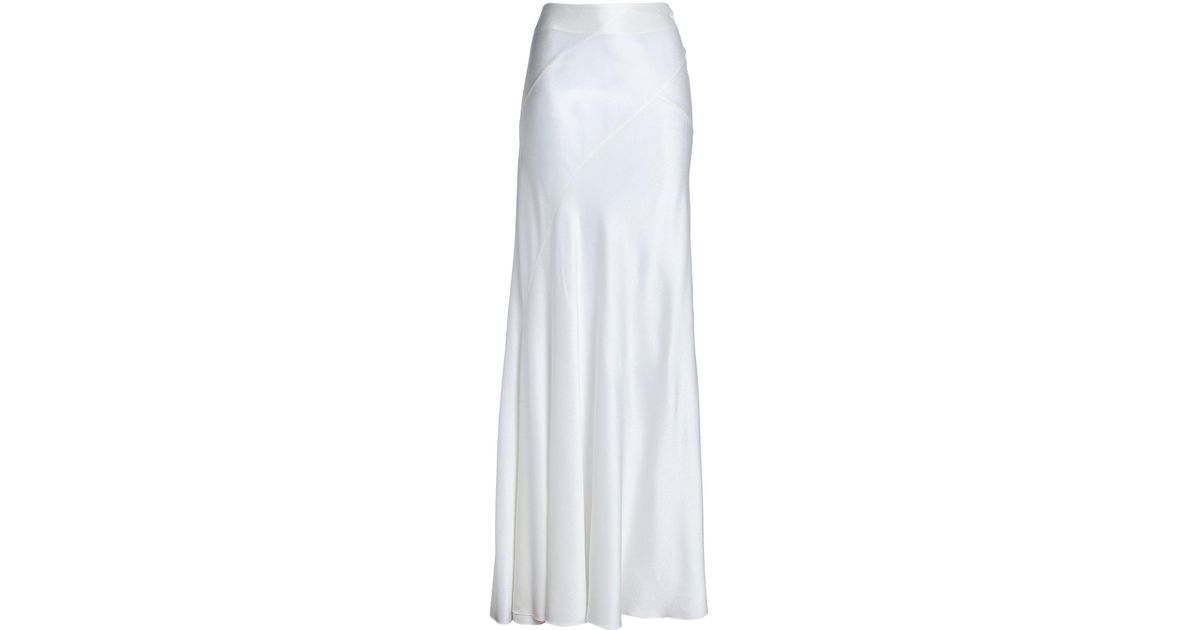 Alberta Ferretti Satin Long Skirt in White - Lyst