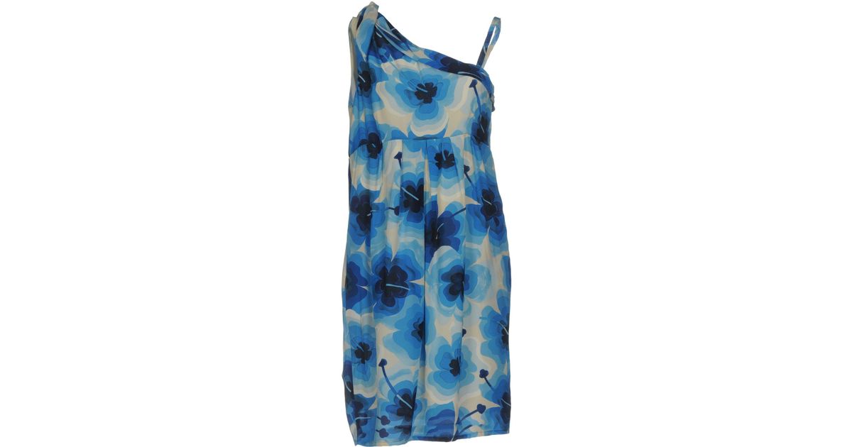 Love Moschino Silk Short Dress in Azure (Blue) - Lyst