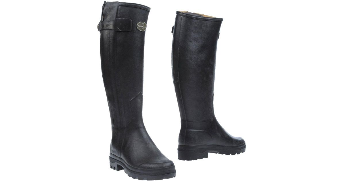 Le Chameau Leather Boots in Black - Lyst