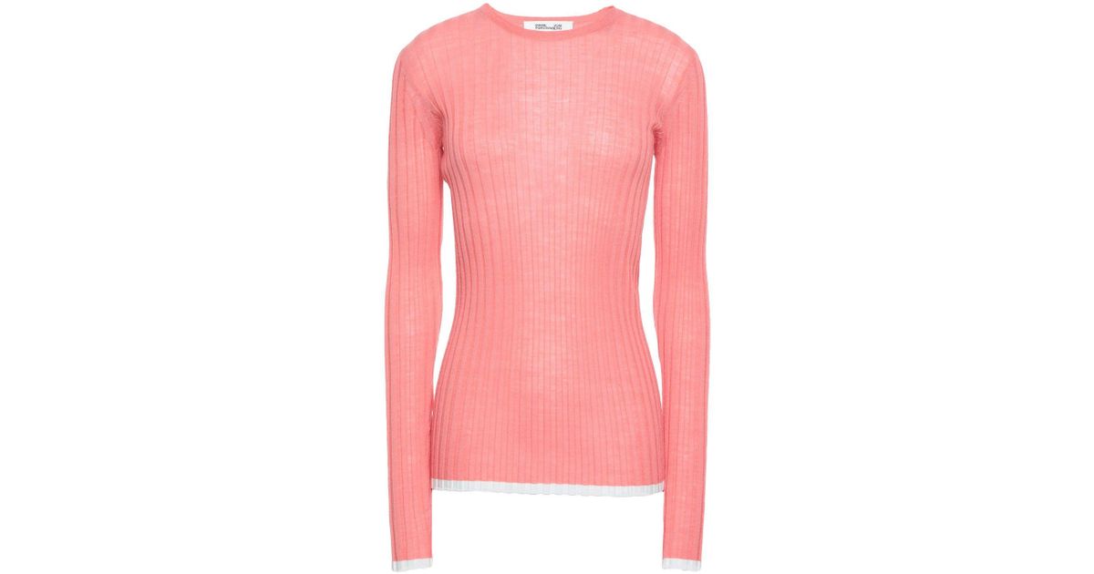 Diane von Furstenberg Wool Sweater in Salmon Pink (Pink) - Lyst
