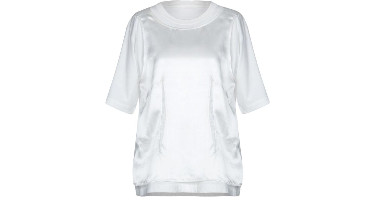 MM6 by Maison Martin Margiela Satin T-shirt in White - Lyst