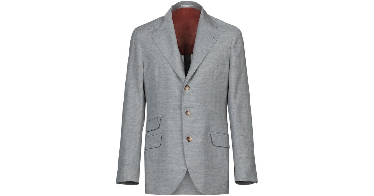 Brunello Cucinelli Linen Blazer in Grey (Gray) for Men - Lyst