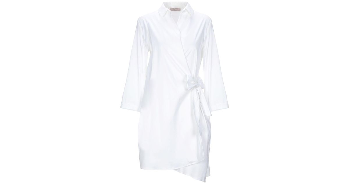 Stefanel Cotton Short Dress in White - Lyst