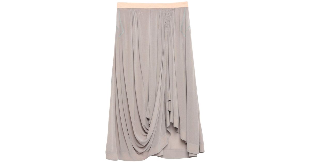 Chloé Silk Knee Length Skirt in Beige (Natural) - Lyst