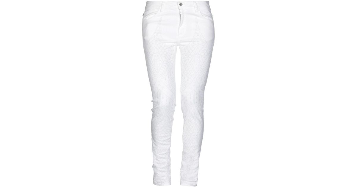 Just Cavalli Denim Trousers in White - Lyst