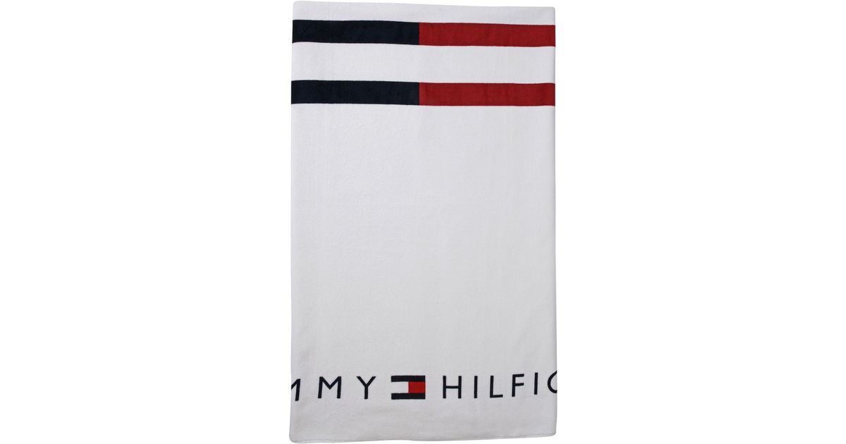 Serviette de plage Coton Tommy Hilfiger en coloris Blanc | Lyst