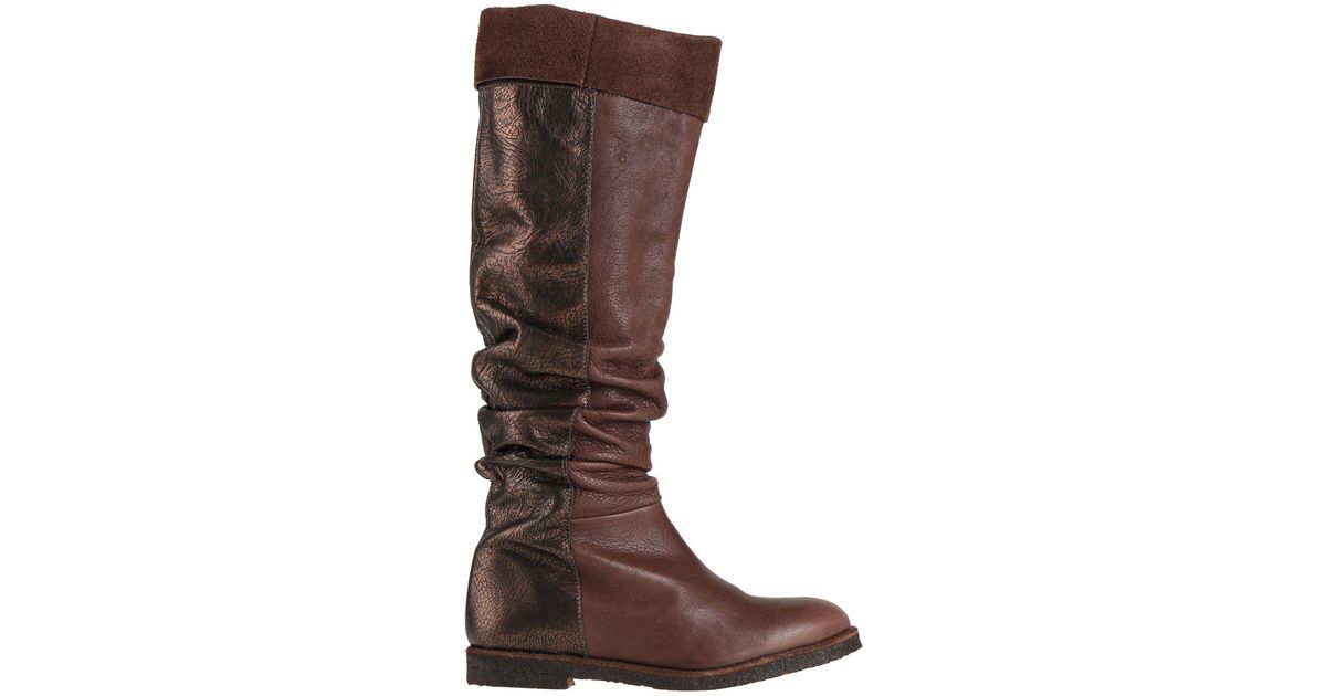 INTROPIA Knee Boots in Brown | Lyst