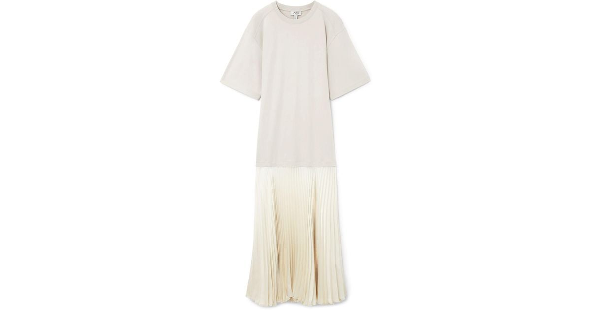 cos pleated skirt t shirt dress COS Pleated-skirt T-shirt Dress in White