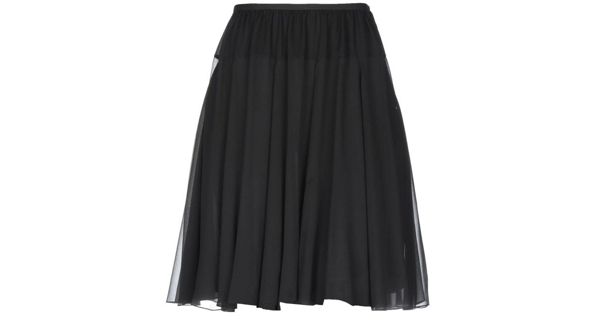 Saint Laurent Knee Length Skirt in Black - Lyst