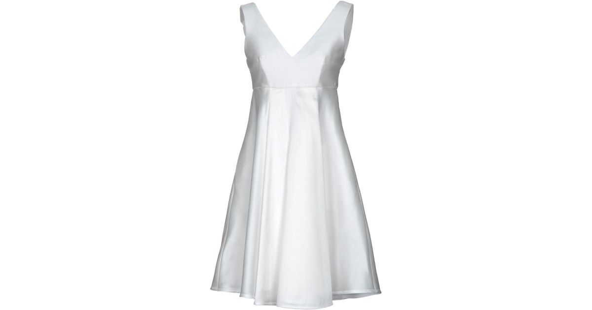 P.A.R.O.S.H. Satin Short Dress in White - Lyst