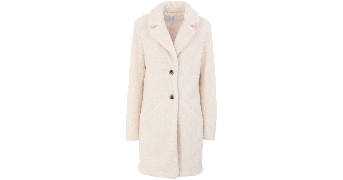 Vila Synthetic Teddy Coat in Ivory (White) | Lyst