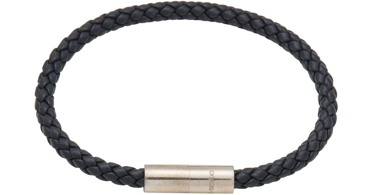 Giorgio Armani ブラック レザーブレスレット Giorgio Armani Bracelet in Black for Men | Lyst