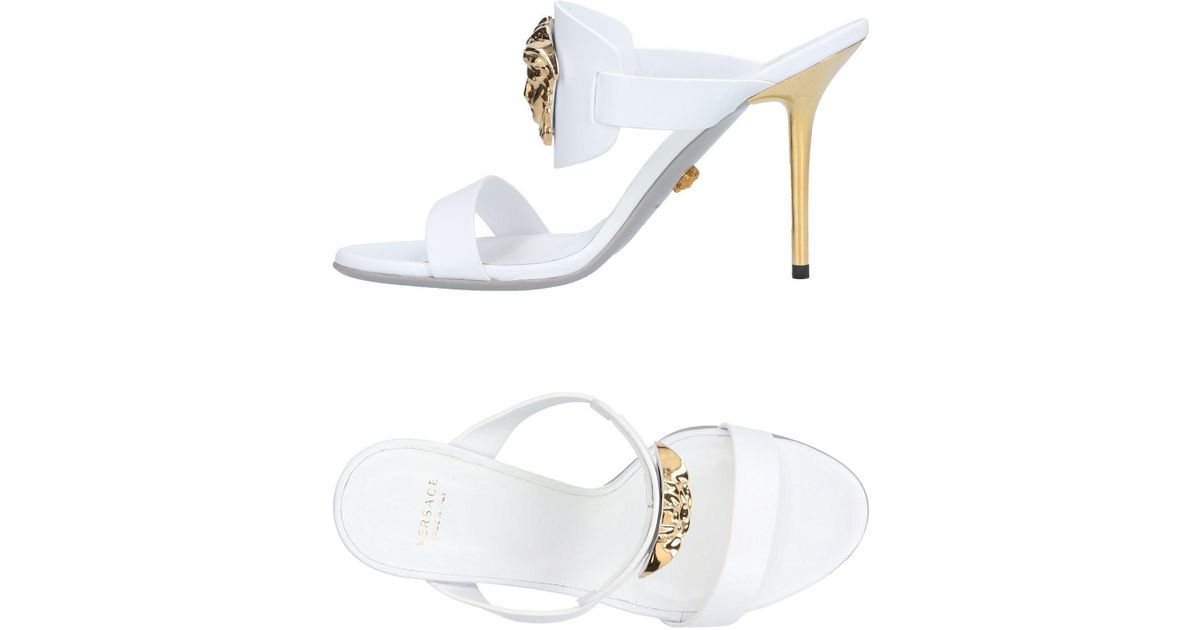 Versace Leather Sandals in White - Lyst