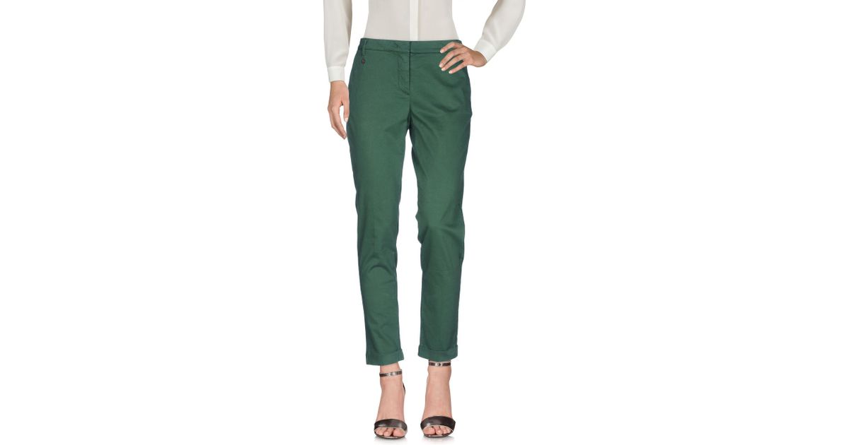 Manila Grace Cotton Casual Pants in Green Lyst