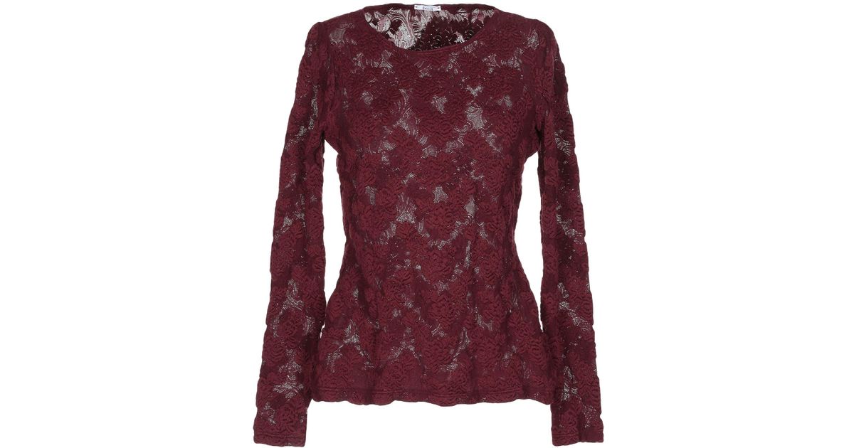 Wolford Lace T-shirt in Maroon (Purple) - Lyst