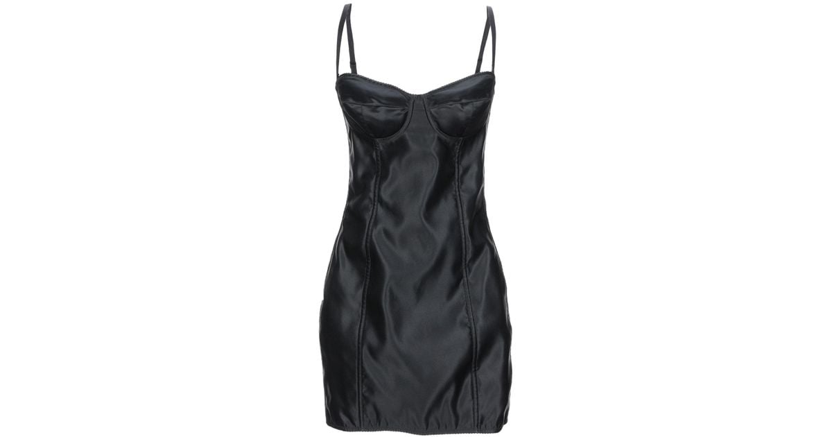 Dolce & Gabbana Satin Short Dress in Black - Lyst