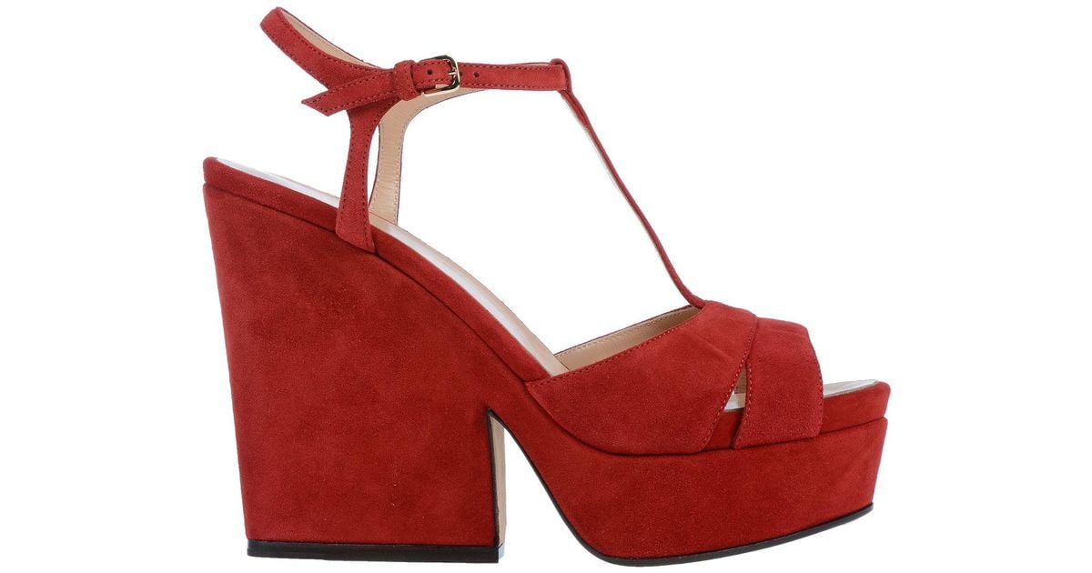 Sergio Rossi Leather Sandals in Red - Lyst