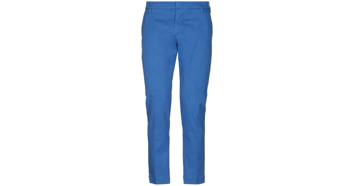 Entre Amis Cotton Casual Trouser in Bright Blue (Blue) for Men - Lyst
