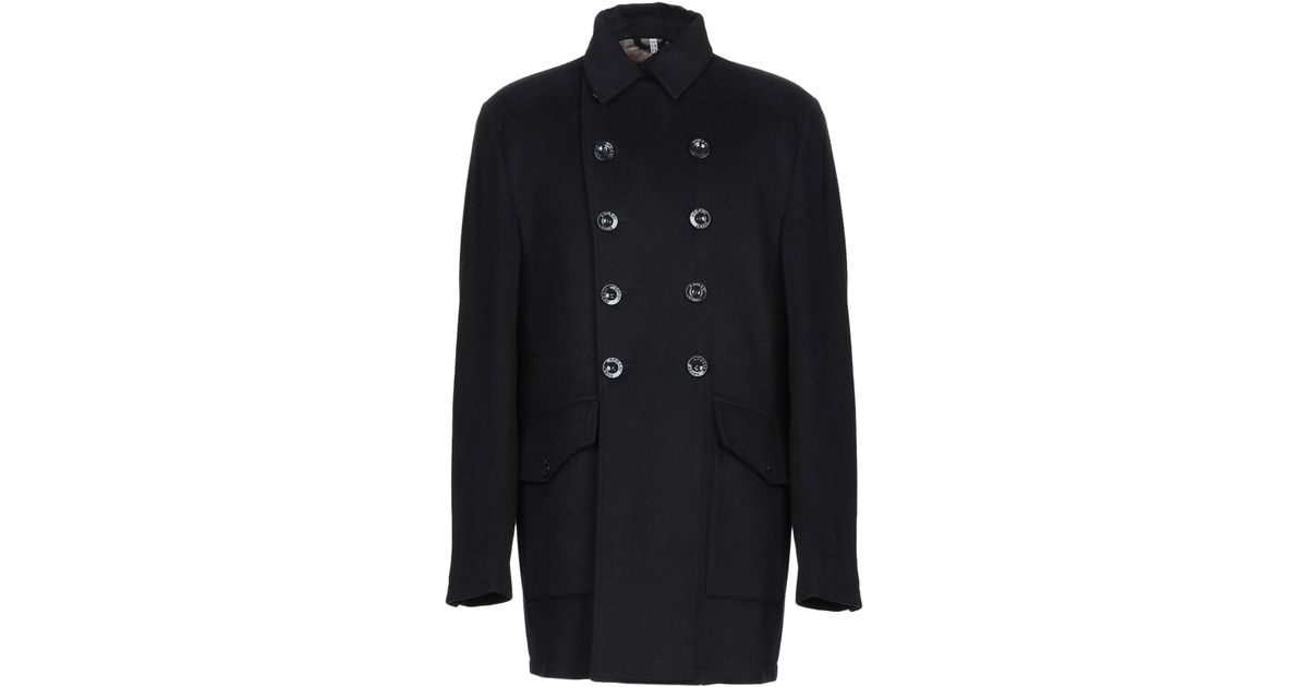 Armani Jeans Wool Coat in Dark Blue (Blue) for Men Lyst