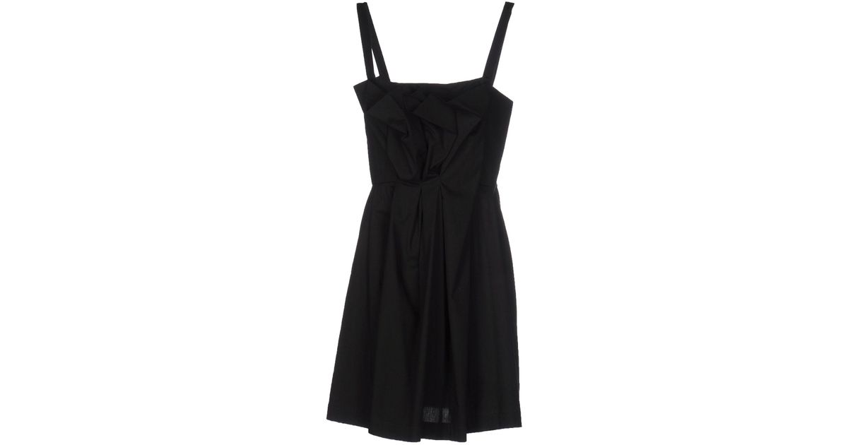 L'Autre Chose Cotton Knee-length Dress in Black - Save 56% - Lyst