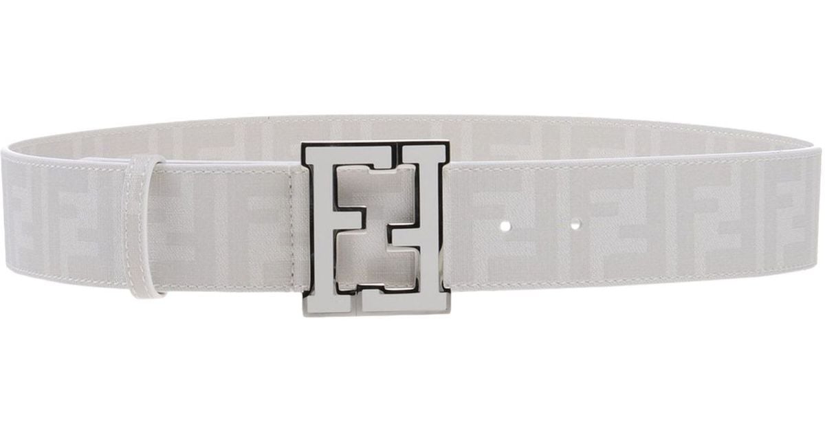 Fendi Logo Faux-Leather Belt in White for Men - Lyst