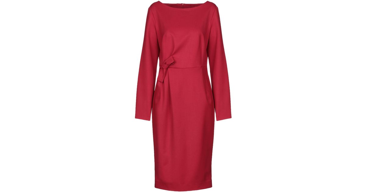 P.A.R.O.S.H. Wool 3/4 Length Dress in Brick Red (Red) - Lyst