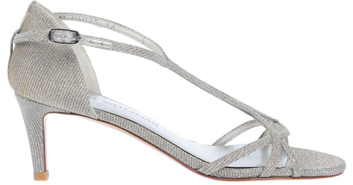 stuart weitzman silver flat sandals
