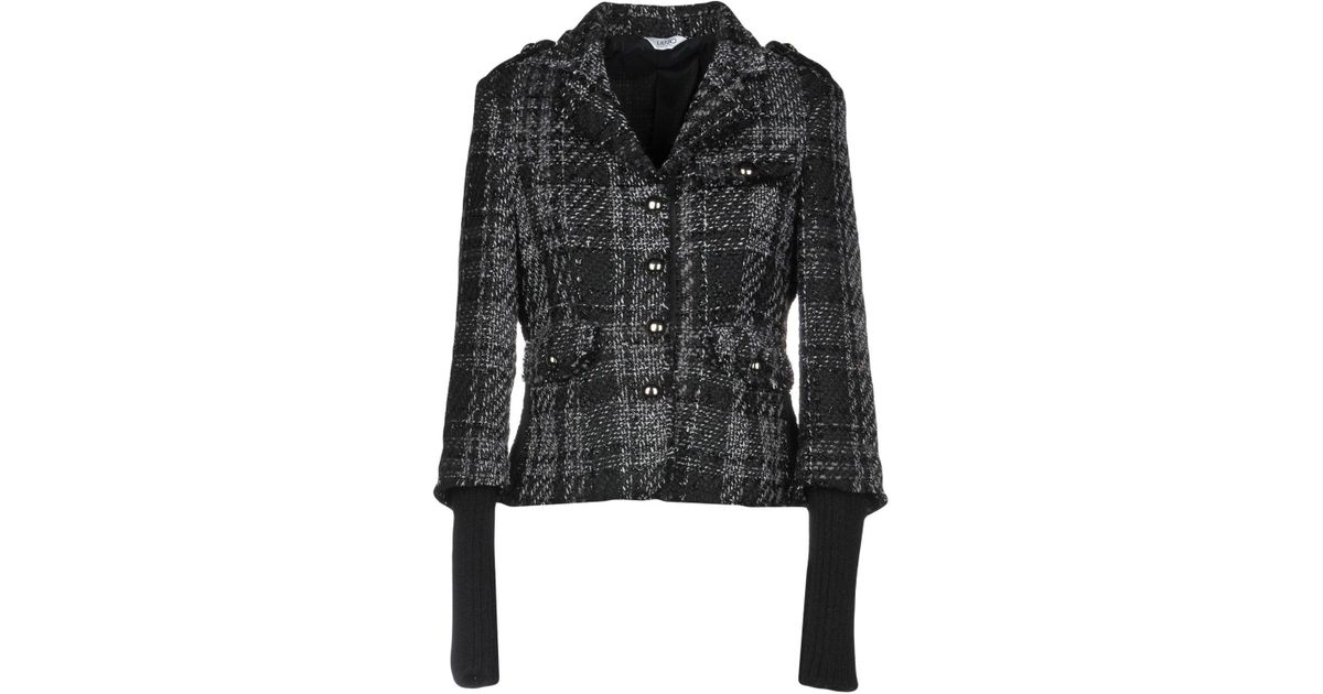 Liu Jo Tweed Suit Jacket in Black - Lyst