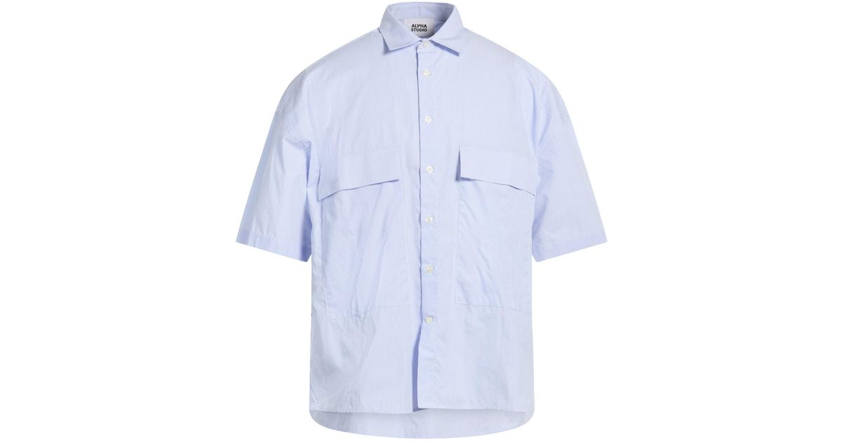 Alpha Studio Sky Shirt Cotton in Blue for Men | Lyst