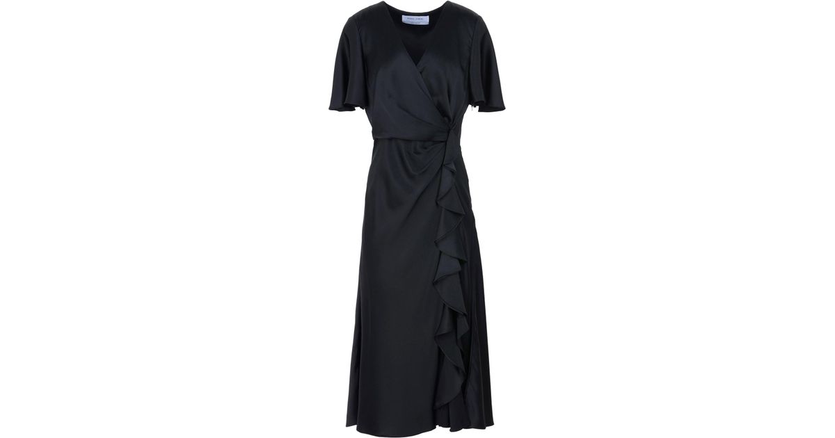Prabal Gurung Silk 3/4 Length Dress in Black - Lyst